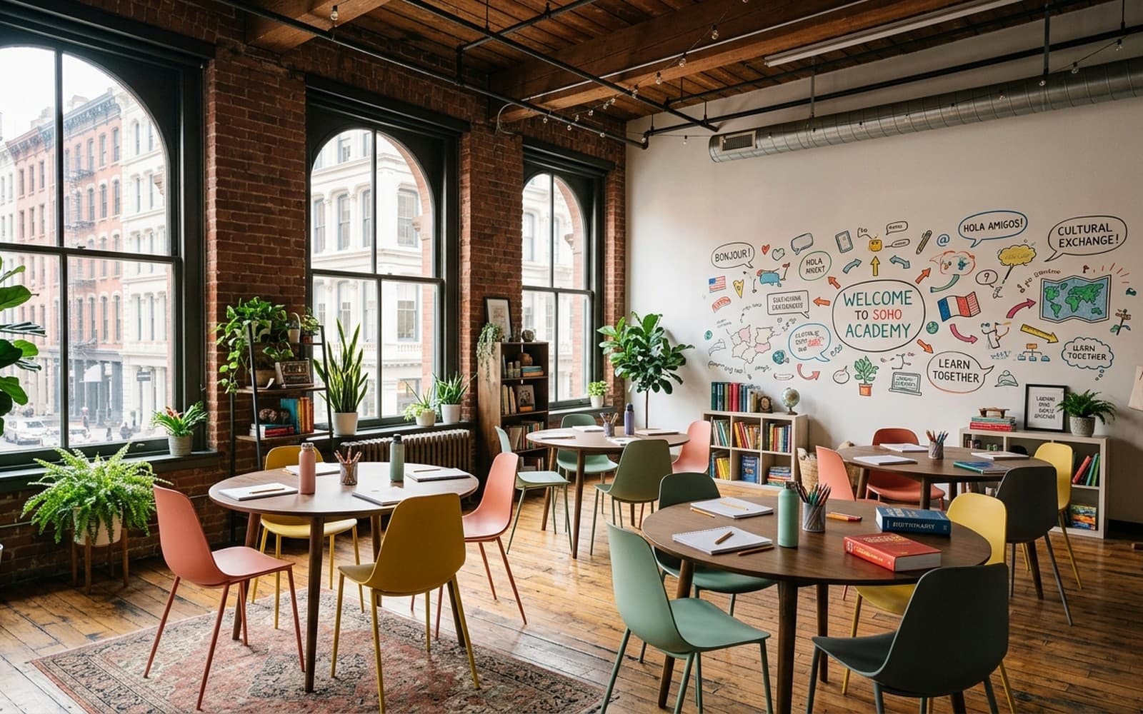 A bright classroom at the campus