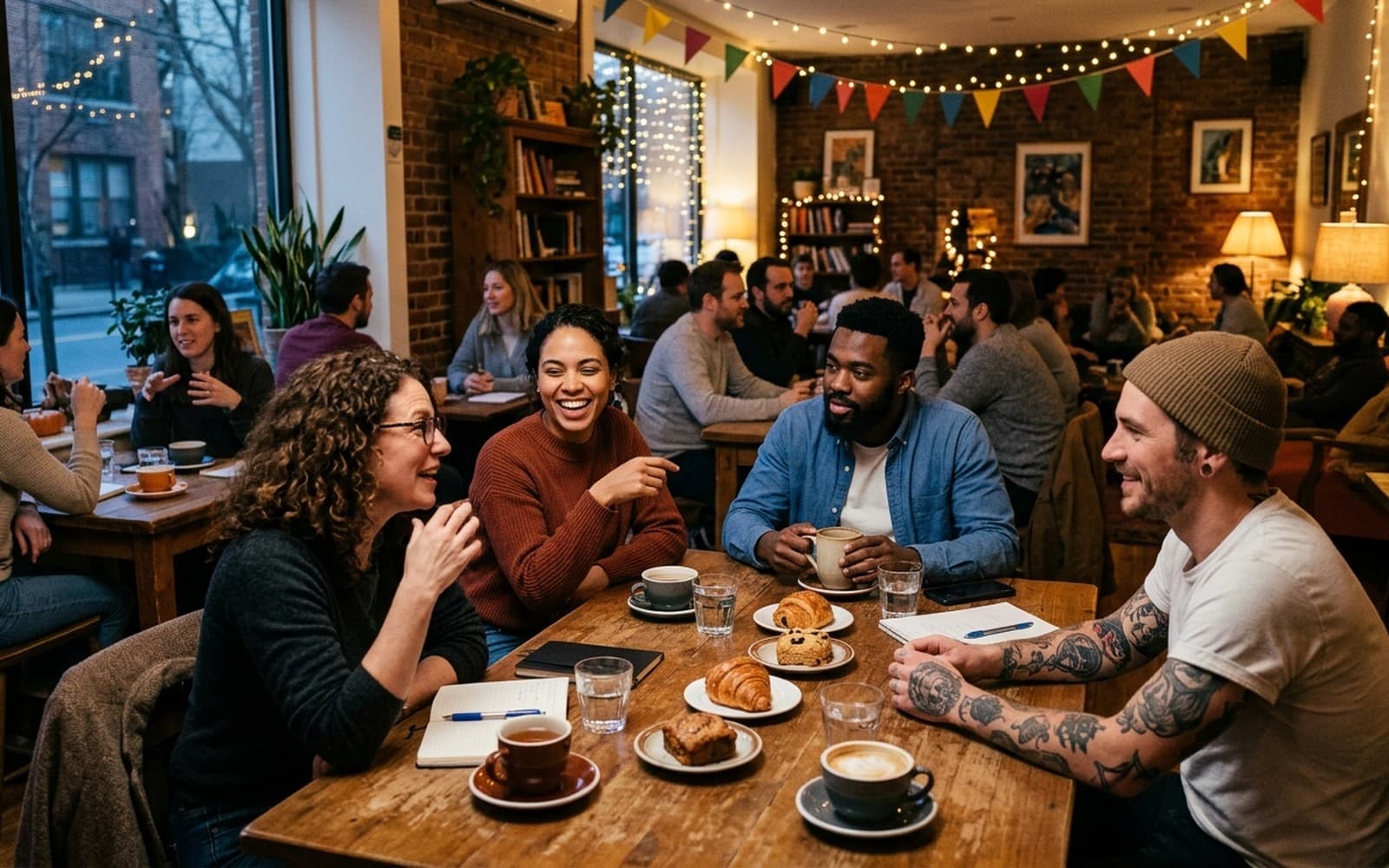 The conversation club at the café